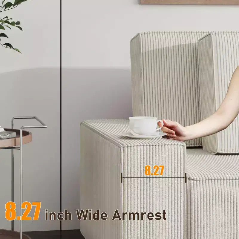 L-Shaped Modular Sectional Sofa with Ottoman, Fuzzy Sponge Cloud Couch in a Box, No Assembly Required, Modern Upholstered for Living Room