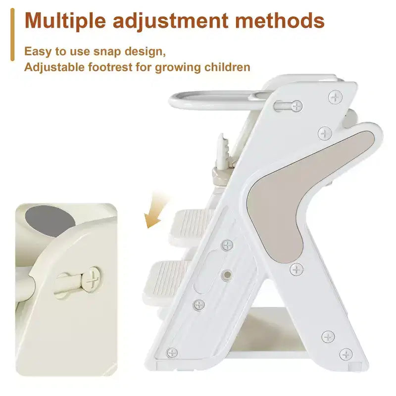 Multifunctional Toddler Dining Chair, Adjustable Height Toddler Tower High Chair with 5-Point Harness and Removable Large Tray for Feeding & Eating