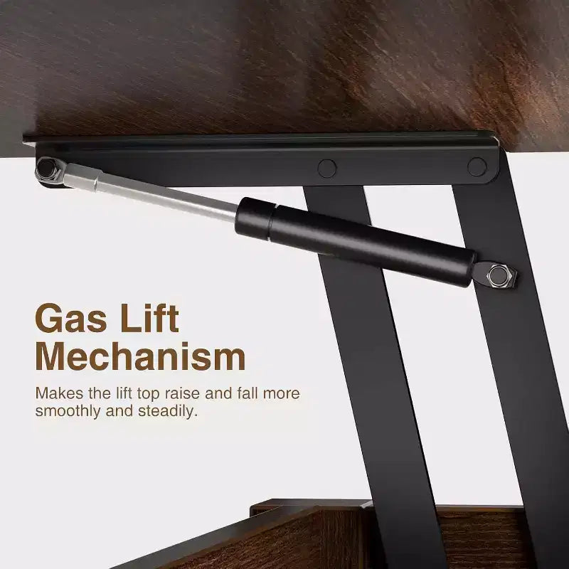 Transforming Lift Top Coffee Table, Converts to a Dining Table or Desk with Ample Storage