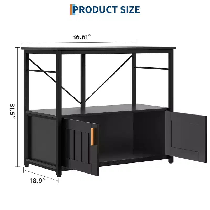 Aquarium Stand & Cabinet,Sturdy Metal Frame with Wooden Shelf for Fish Tanks, Turtle & Reptile Terrariums for Living & Dining Room