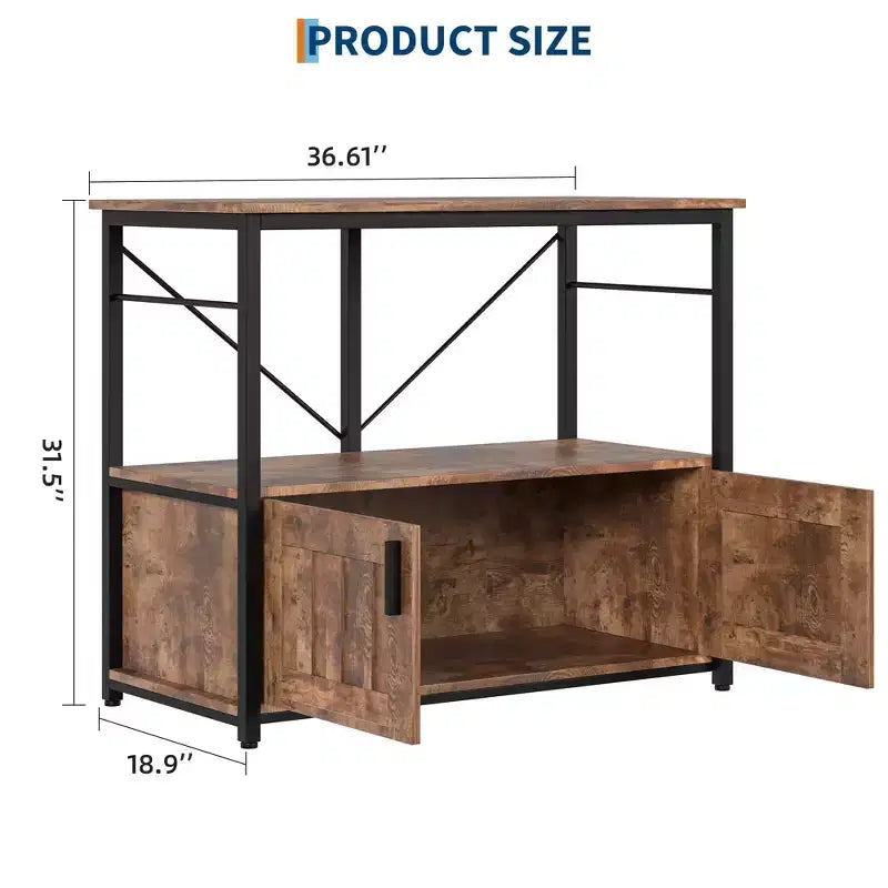 Aquarium Stand & Cabinet,Sturdy Metal Frame with Wooden Shelf for Fish Tanks, Turtle & Reptile Terrariums for Living & Dining Room