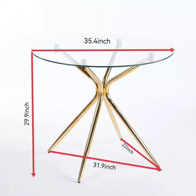 Dining Table with Chrome Metal Leg and Tempered Glass Top, Modern Space-Saving Design for Kitchen or Living Room