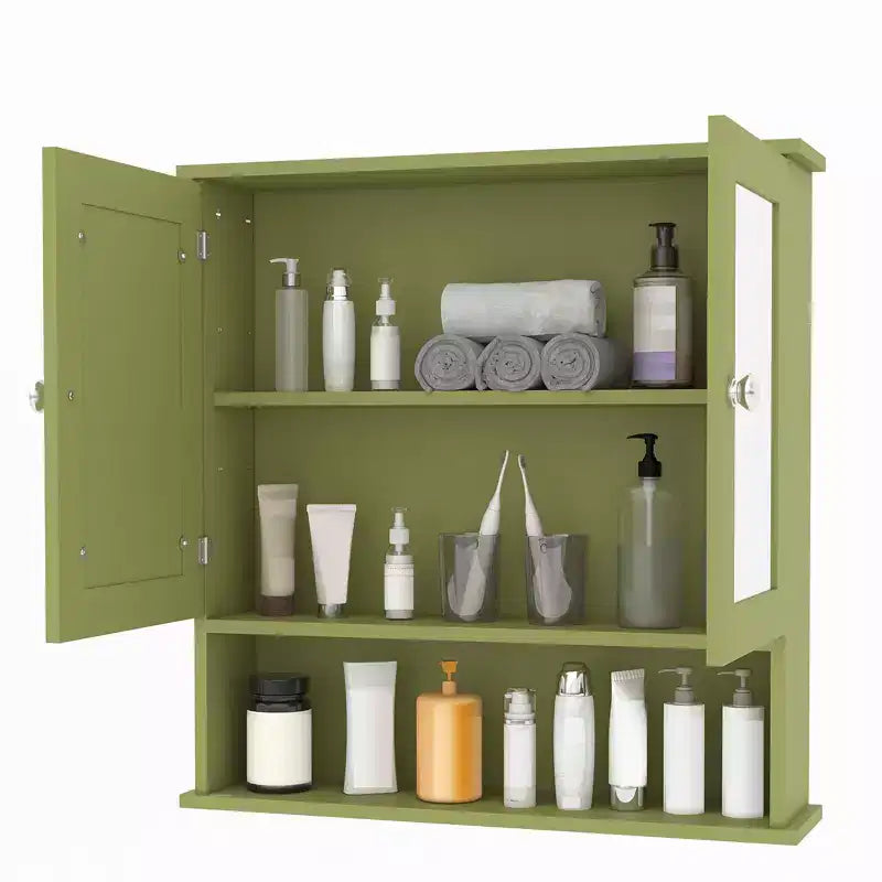 Space-Saving Over-The-Toilet Cabinet with Glass Doors & Adjustable Shelves, Waterproof Wall Mounted Storage for Bathroom or Kitchen