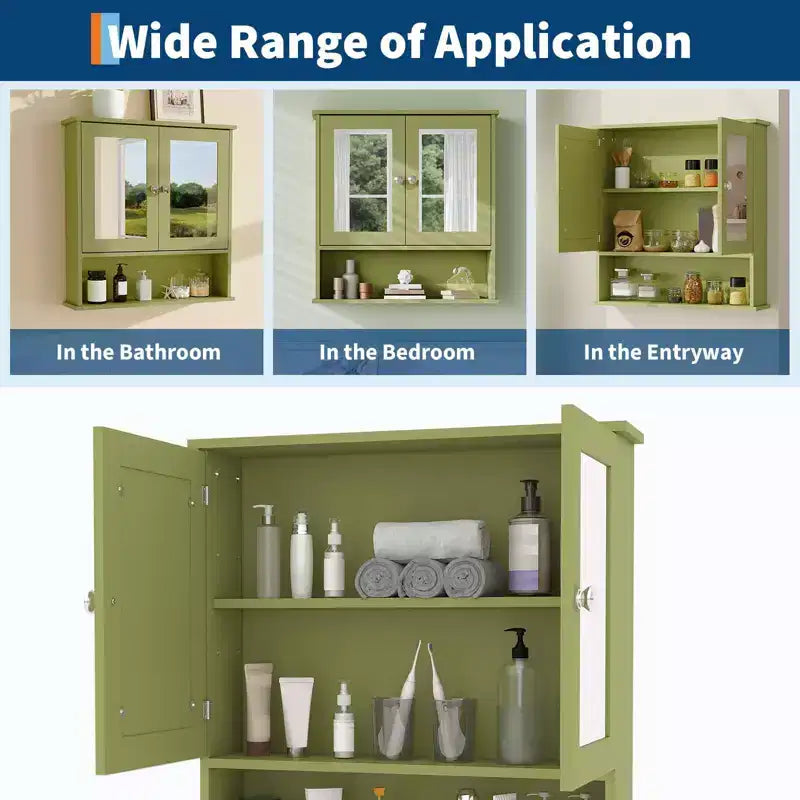 Space-Saving Over-The-Toilet Cabinet with Glass Doors & Adjustable Shelves, Waterproof Wall Mounted Storage for Bathroom or Kitchen