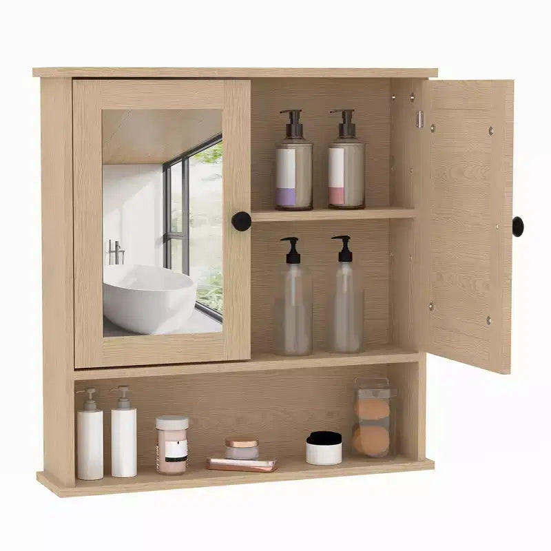 Space-Saving Over-The-Toilet Cabinet with Glass Doors & Adjustable Shelves, Waterproof Wall Mounted Storage for Bathroom or Kitchen