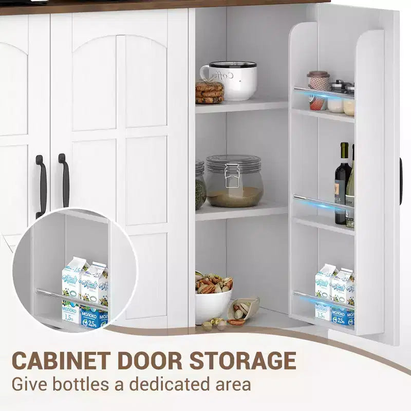 COZONY 70.9 Tall Pantry Cabinet with Glass Doors, Kitchen Pantry Storage Cabinet with Hutch for Dining Room & Living Room