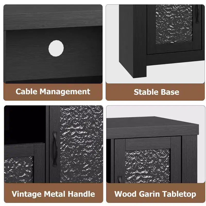 55 Farmhouse TV Stand with Acrylic Doors - 300lb Weight Capacity & Adjustable Shelves Entertainment Center for Living Room or Bedroom