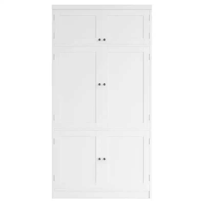 GDFStudio Hallie Large Shaker Style Kitchen Pantry with 2 Power Outlets, Adjustable and Door Shelves