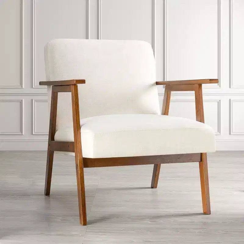 JIONJOY Mid-Century Modern Accent Chair - 5.9'' Thick Cushioned Seat, 300 lbs Capacity Solid Wood Frame Armchair for Living Room, Bedroom