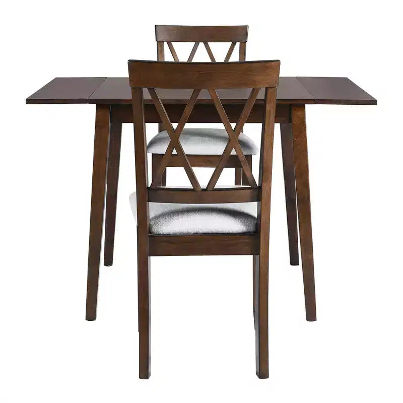 Extendable Dining Table Set with 2 Upholstered Chairs, Perfect for Compact Areas, Size Range 27.9x29.5in to 45.67x29.5in