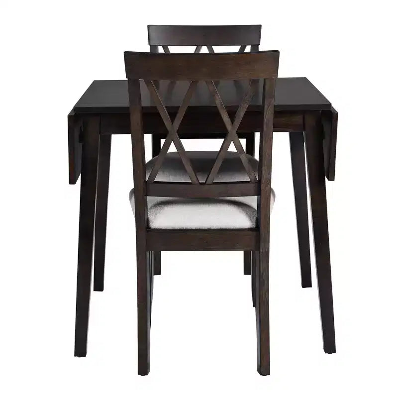Extendable Dining Table Set with 2 Upholstered Chairs, Perfect for Compact Areas, Size Range 27.9x29.5in to 45.67x29.5in