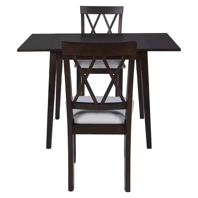 Extendable Dining Table Set with 2 Upholstered Chairs, Perfect for Compact Areas, Size Range 27.9x29.5in to 45.67x29.5in