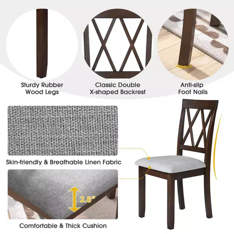 Extendable Dining Table Set with 2 Upholstered Chairs, Perfect for Compact Areas, Size Range 27.9x29.5in to 45.67x29.5in