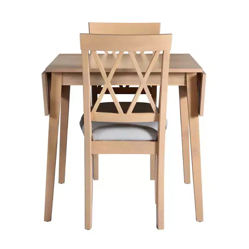 Extendable Dining Table Set with 2 Upholstered Chairs, Perfect for Compact Areas, Size Range 27.9x29.5in to 45.67x29.5in
