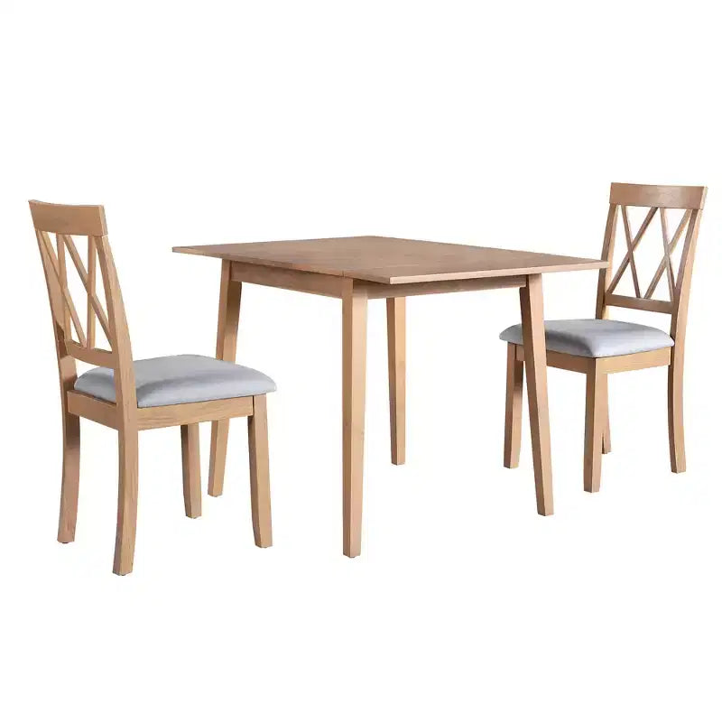 Extendable Dining Table Set with 2 Upholstered Chairs, Perfect for Compact Areas, Size Range 27.9x29.5in to 45.67x29.5in