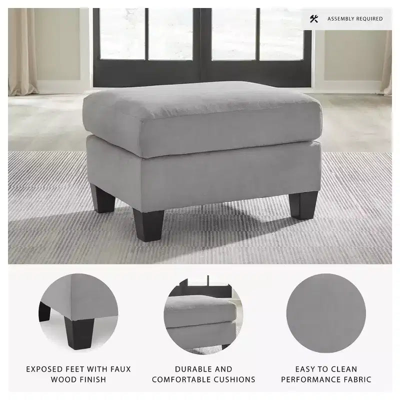 Signature Design by Ashley Adlai Ottoman, Suede-Like Polyester Upholstery, Shadow Gray