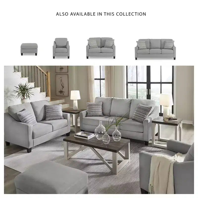 Signature Design by Ashley Adlai Ottoman, Suede-Like Polyester Upholstery, Shadow Gray