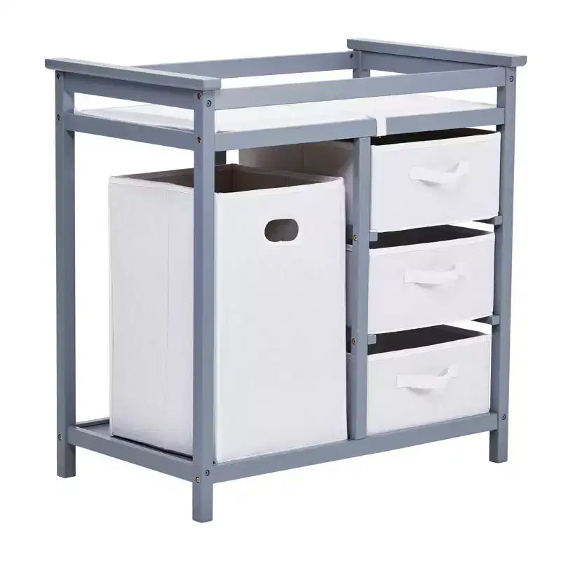 36 Modern Baby Changing Table Dresser with 3 Drawers & Laundry Hamper  Nursery Furniture