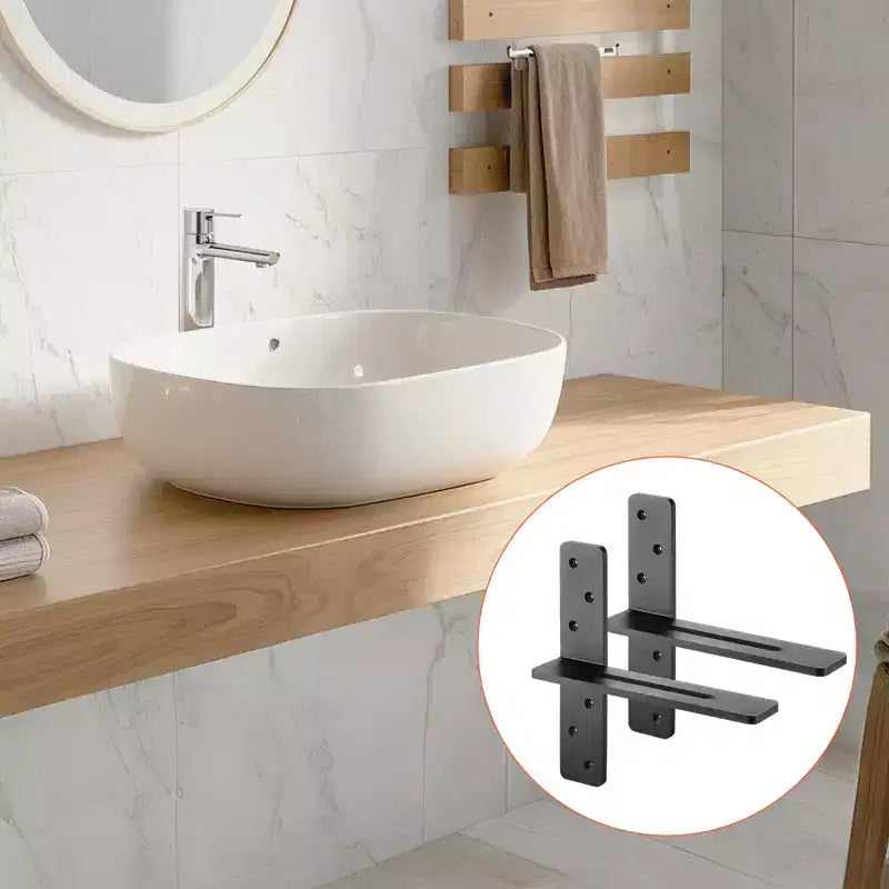 Équerres de tablette en T VEVOR, 2 pcs, Capacité de charge de 90 kg (200 lbs), 304,8x73,5x304,8 mm (12x2,89x12 po), Équerres en acier massif robustes pour tablettes, Noir