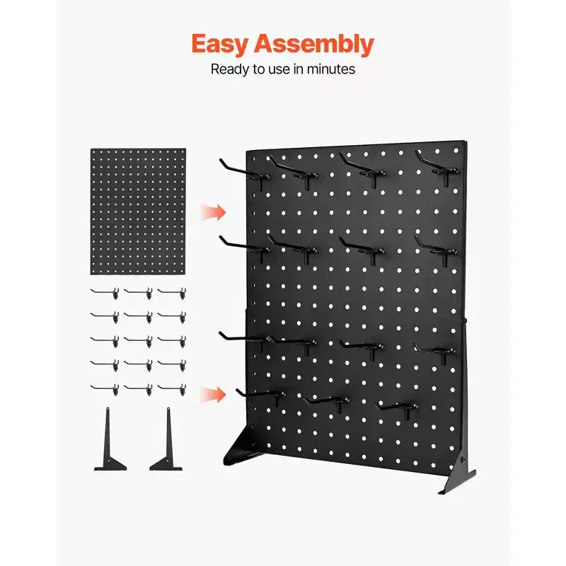 Présentoir perforé VEVOR, présentoir de table perforé de 43,2 x 33 cm avec 15 crochets, panneau perforé en acier laminé à froid épaissi, noir (1 pièce)