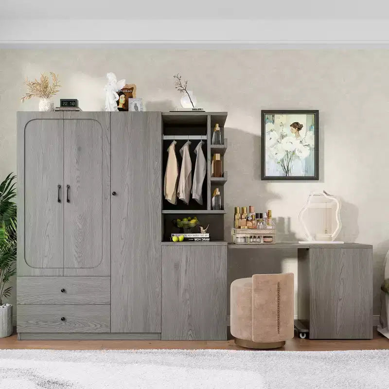 Armoire multifonctionnelle GDFStudio Phyllis en bois avec bureau convertible