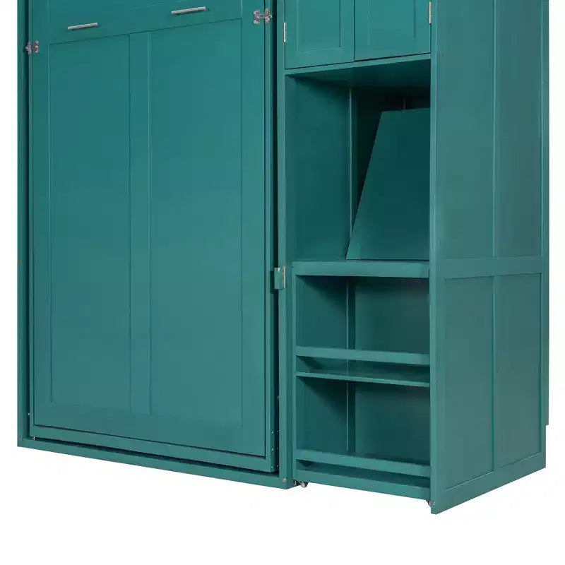 Lit mural Luxystar double avec bureau, armoire de rangement et bibliothèque