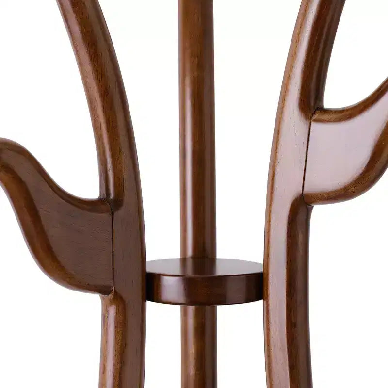 Bekrvio Portemanteau créatif en forme de S autoportant en bois massif avec 6 crochets et base ronde stable, pour manteaux, chapeaux et sacs