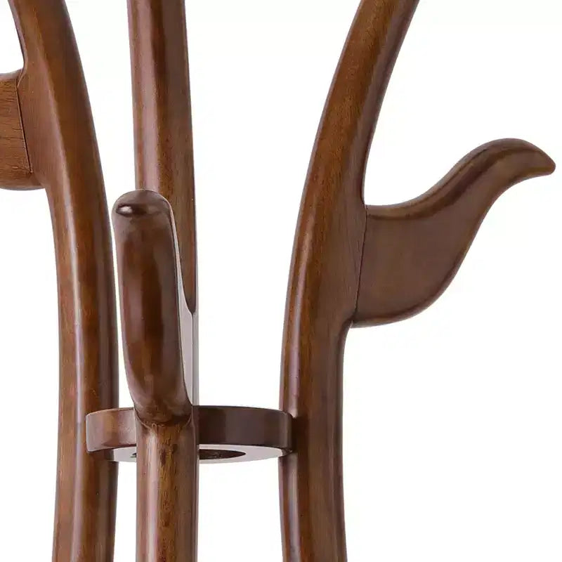 Bekrvio Portemanteau créatif en forme de S autoportant en bois massif avec 6 crochets et base ronde stable, pour manteaux, chapeaux et sacs
