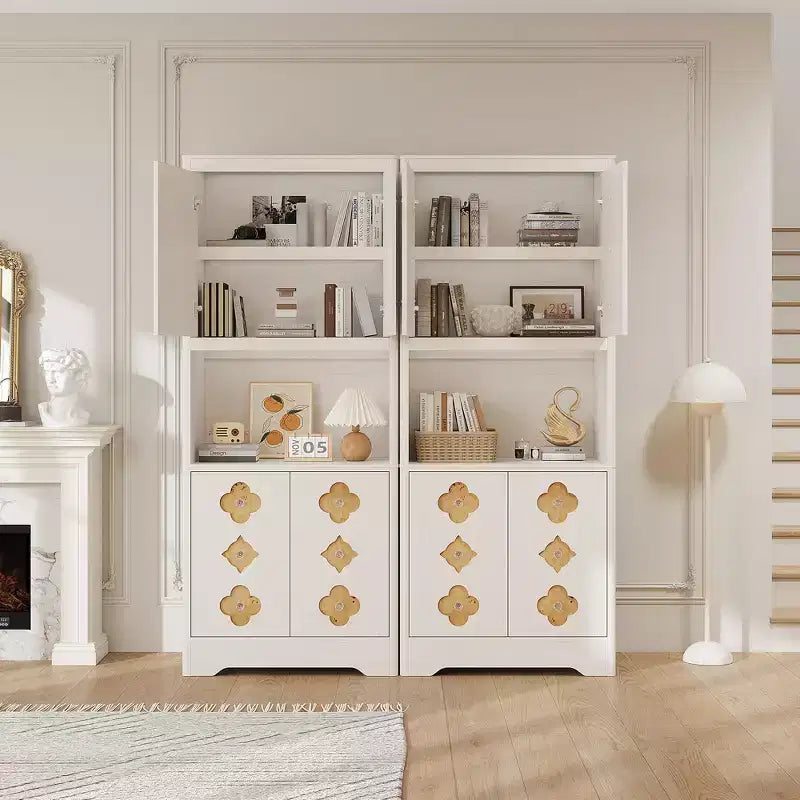 Meuble de cuisine garde-manger, armoire de rangement haute de 183 cm avec plan de travail, buffet en bois autoportant avec porte sculptée et poignée en cristal, pour salle à manger