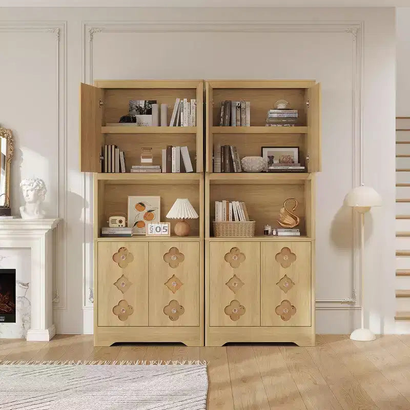 Meuble de cuisine garde-manger, armoire de rangement haute de 183 cm avec plan de travail, buffet en bois autoportant avec porte sculptée et poignée en cristal, pour salle à manger