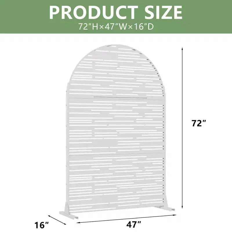 Dovelina 72H x 47W Écran d'intimité extérieur en métal arqué Panneaux de clôture autoportants Blanc/Marron pour Jardin Patio Terrasse Cour