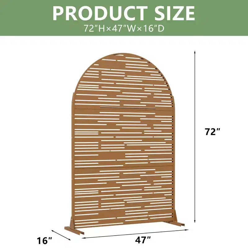 Dovelina 72H x 47W Écran d'intimité extérieur en métal arqué Panneaux de clôture autoportants Blanc/Marron pour Jardin Patio Terrasse Cour
