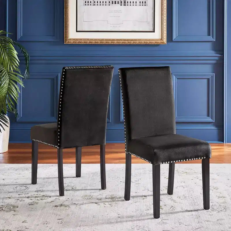 Chaises rembourrées en velours Nailhead Banforth (lot de 2) - iNSPIREQ