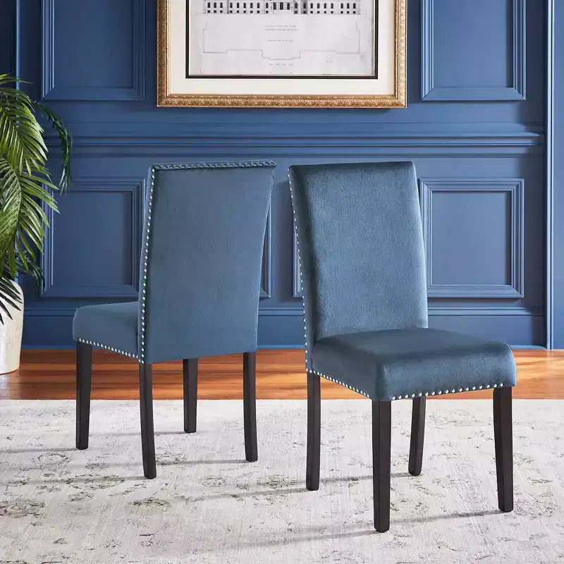 Chaises rembourrées en velours Nailhead Banforth (lot de 2) - iNSPIREQ