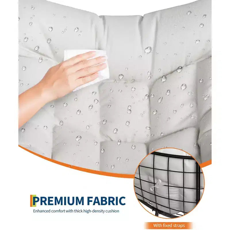 Fauteuil à bascule de patio surdimensionné, cadre en métal robuste, rotin tissé à la main, fauteuil à bascule œuf en rotin pour patio, balcon, jardin, porche, chambre à coucher