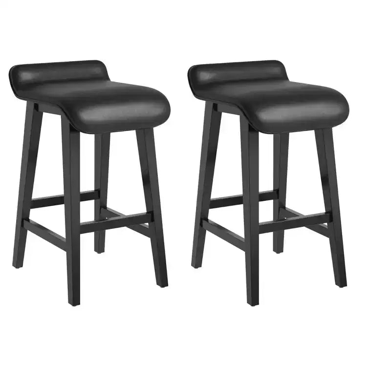 Tabourets de bar hauteur comptoir de 66,5 cm, lot de 2. Structure en bois avec siège large rembourré en cuir PU. Tabourets de bar pour îlot de cuisine