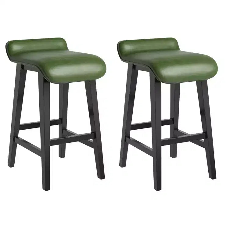 Tabourets de bar hauteur comptoir de 66,5 cm, lot de 2. Structure en bois avec siège large rembourré en cuir PU. Tabourets de bar pour îlot de cuisine