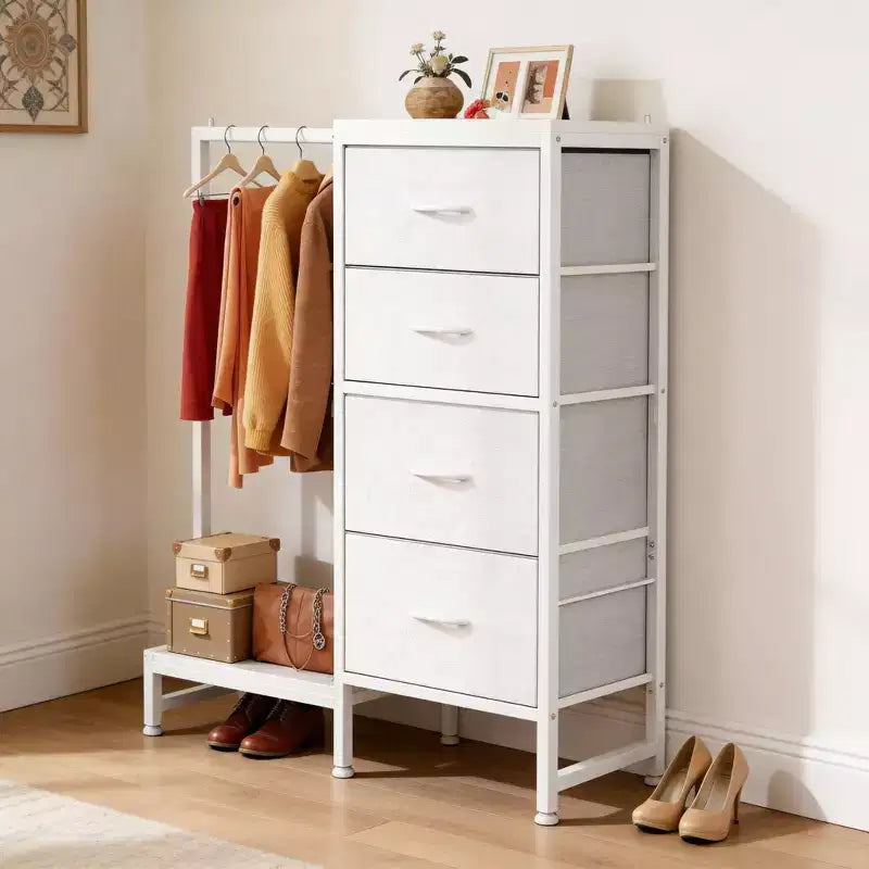 4/6 Drawer Dresser with Hanging Rack & Open Shelf, Fabric Drawer Wardrobe, 2-in-1 Small Closet for Bedroom, Living Room, Hallway