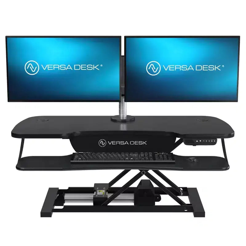 VersaDesk PowerPro Elite 40, convertisseur de bureau assis-debout électrique réglable en hauteur avec port USB noir