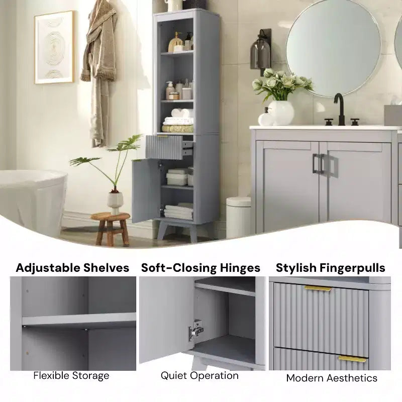 Meuble de salle de bain haut et moderne Christopher Knight Home Grayson en bois avec tiroir et porte