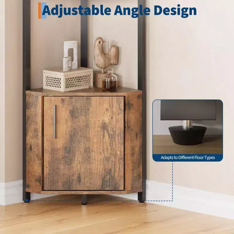 Étagère d'angle à 5 niveaux - Organisateur de rangement en métal et bois de 127 cm de haut pour cuisine, salon, chambre, salle de bain et bureau