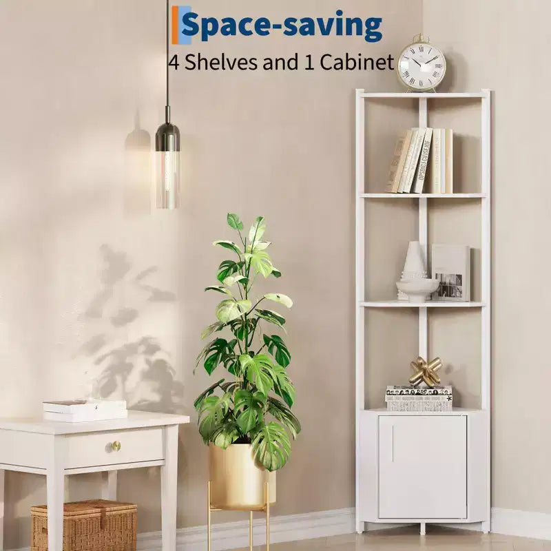 Étagère d'angle à 5 niveaux - Organisateur de rangement en métal et bois de 127 cm de haut pour cuisine, salon, chambre, salle de bain et bureau