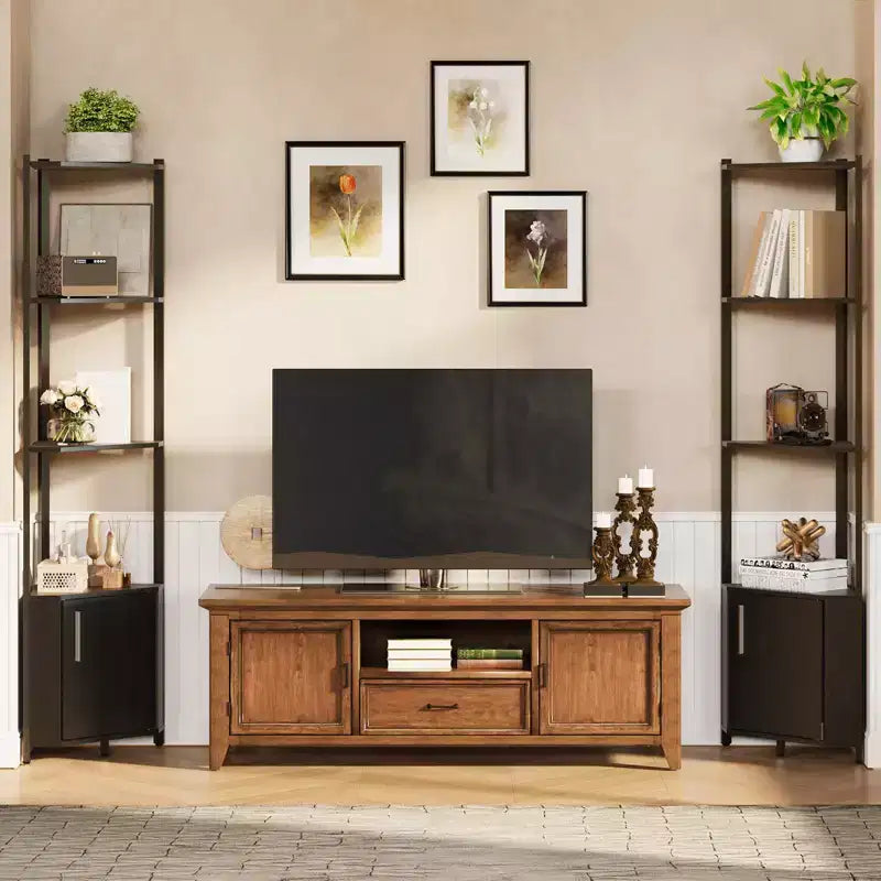 5-Tier Corner Shelf Rack - 50 Tall Metal & Wood Storage Organizer for Kitchen, Living Room, Bedroom, Bathroom & Office