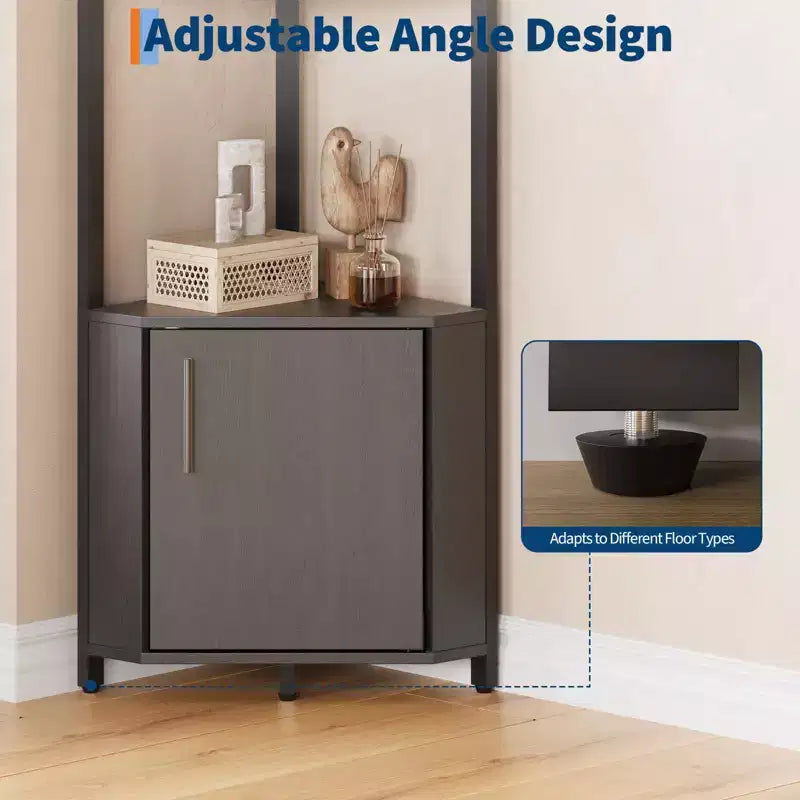 Étagère d'angle à 5 niveaux - Organisateur de rangement en métal et bois de 127 cm de haut pour cuisine, salon, chambre, salle de bain et bureau