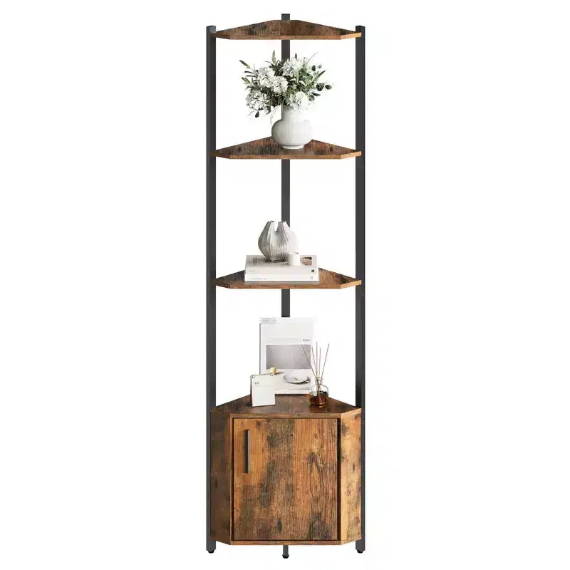 5-Tier Corner Shelf Rack - 50 Tall Metal & Wood Storage Organizer for Kitchen, Living Room, Bedroom, Bathroom & Office