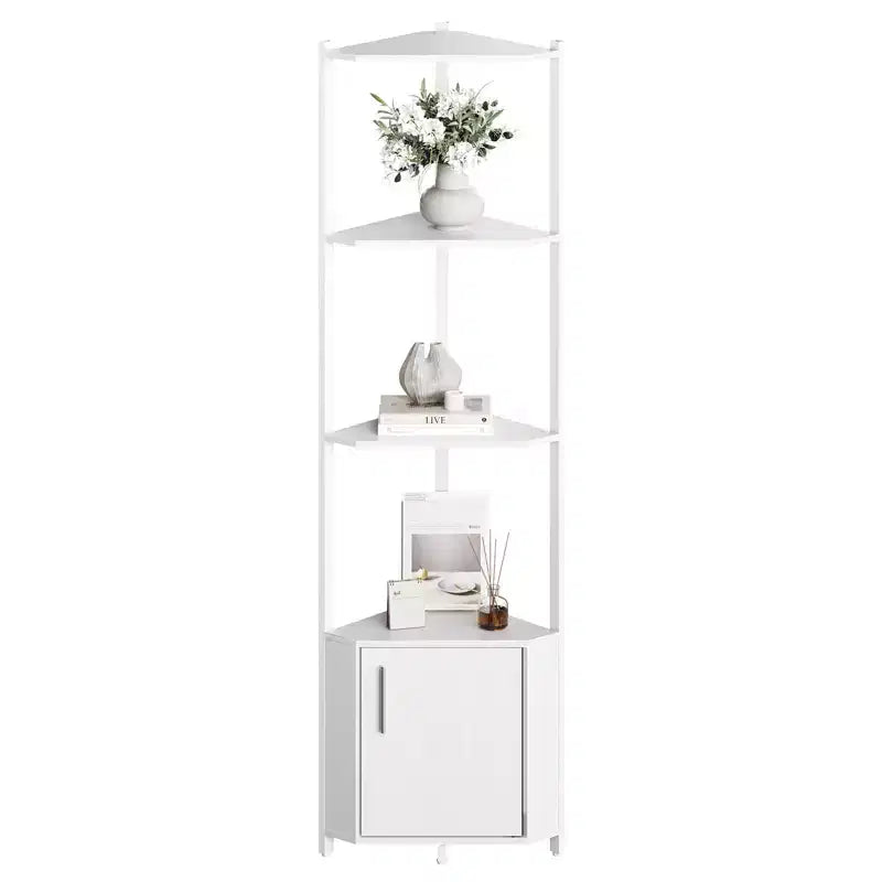 5-Tier Corner Shelf Rack - 50 Tall Metal & Wood Storage Organizer for Kitchen, Living Room, Bedroom, Bathroom & Office