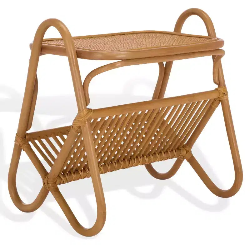 Table d'appoint porte-revues en rotin Bayard - CWK3017 - Naturel - Safavieh Couture