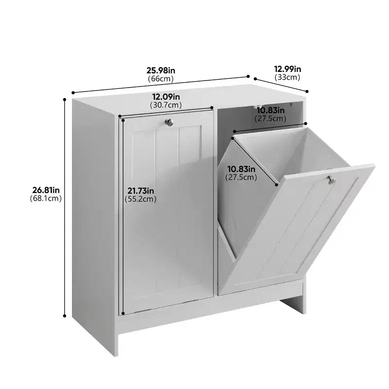 GDFStudio Barnsley Armoire à linge en bois moderne de 44,7 litres avec 2 paniers amovibles