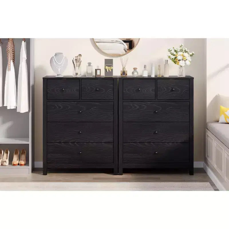 Commode moderne à 5 tiroirs pour chambre à coucher, chiffonnier haut en bois, organiseur de rangement spacieux, tiroirs pour entrée, couloir, placard, chambre d'enfant, bureau à domicile