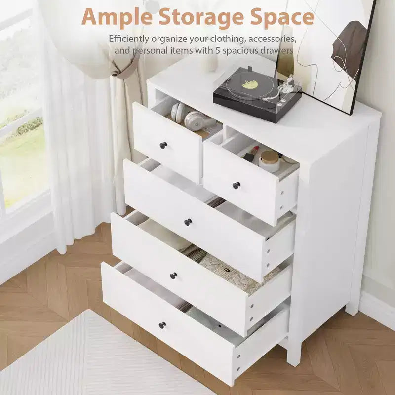 Commode moderne à 5 tiroirs pour chambre à coucher, chiffonnier haut en bois, organiseur de rangement spacieux, tiroirs pour entrée, couloir, placard, chambre d'enfant, bureau à domicile